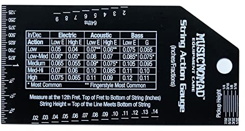 MusicNomad Precision String Action Gauge Ruler for String Height- Metric, SAE, 64ths (MN602)
