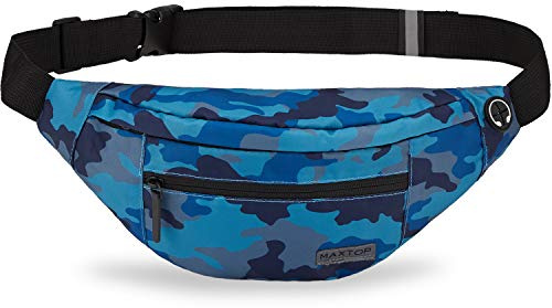 MAXTOP Bältesväska för kvinnor och män Hip Pack Utomhus Stor Mobilväska Sport Vattentät Löpbälte Axelväska Pengar Bälte för Camping Vandring Fitness Cykelgåvor Fickor med 4 dragkedjor