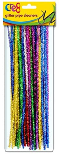 Cre8 Christmas Glitter Xmas Pipe Cleaners, Assorted Colours - Pack of 40