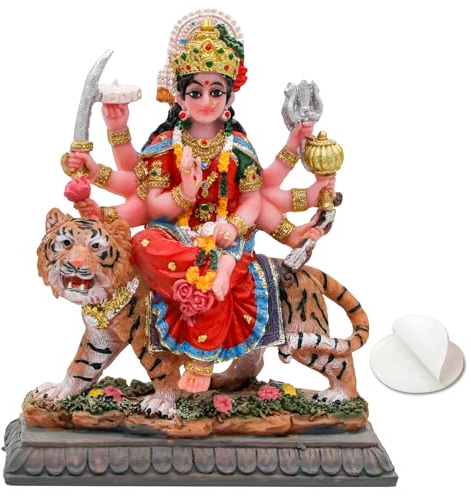 alikiki Petite Statue Maa Durga MATA – Sculpture de 10,4 cm de Hauteur, Dieu Indien, déesse hindoue, murti, Article pour la Maison, Le Bureau, Le Temple, l'autel, puja, Diwali, Cadeau de Diwali