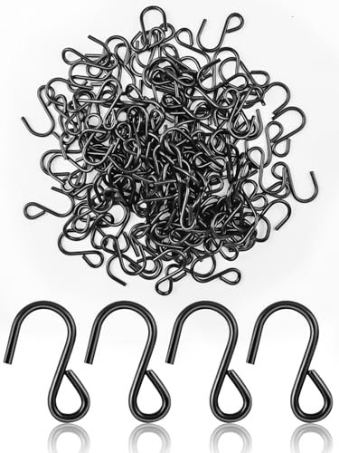 Sheryl&Rain Petit Crochet en S Metal,120 Pièces Mini Crochet Noir,Crochet Suspension en S Fermé,Mini S Crochets Connecteurs pour Bijoux Plante Bricolage Porte-Clés Lumineuse Ornement Décoratif