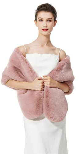 BEAUTELICATE Chal Estola de Pelo Mujer Boleros para Invierno Fiesta Novia Bodas（Rosa Dusty-Actualización）