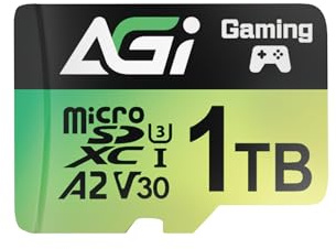 AGI TF138 Micro SD Karte 1TB Speicherkarte mit Adapter, MicroSDXC, UHS-I, A2, U3, V30, Lesegeschwindigkeit bis zu 170 MB/s für Drohne/DashCam/Kamera/Telefon/Switch/PC/Tablet