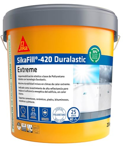 SIKA - Membrana líquida impermeabilizante - SikaFill 420 Extreme - Gris - Para cubiertas nuevas como en rehabilitaciones - Listo para su uso - Permeable al vapor de agua - 20 kg
