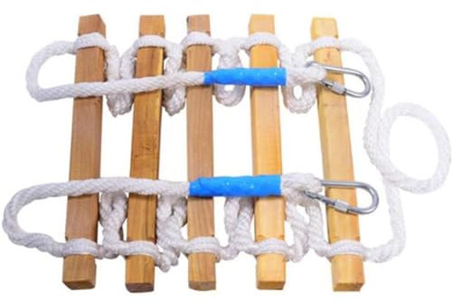 YYingYYue Solid Wood Rope Ladder, Wood Fire Ladder, Solid Pedal, Strong Rope, Non-Slip Folding Escape Ladder with Hook, Window, Balcony,10m