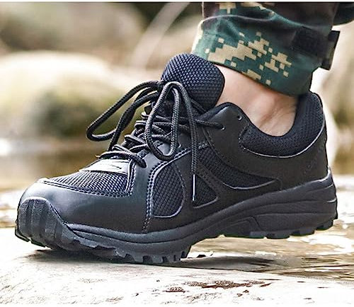 TPTOP Botas Tácticas Hombres Militar Impermeable Bota Patrulla Ejército Botas Altas con Cordones Acampar Al Aire Libre Senderismo Bota Combate Desierto Zapatos de Trabajo Seguridad,40EU-Black