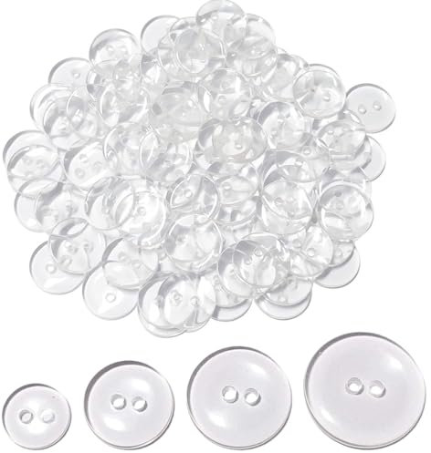 ZAMXHUG knöpfe - 200 Klarsichtknöpfe - Reversibel - Basteln - Nähen,für Blazer Anzüge,Uniform und Jacke,Kunsthandwerk(4 Größen 12.5mm 15mm 18mm 20mm)