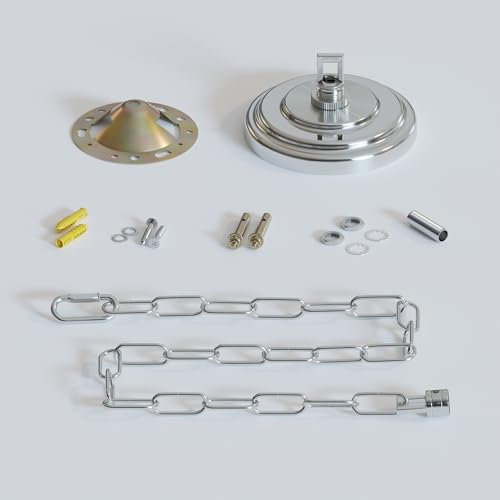 LEDSone Lamp Base Ceiling Rose Chain Pendant Light Socket Fitting Bulb Holder Screw Kit For Retro Incandescent Lampholders (Chrome)