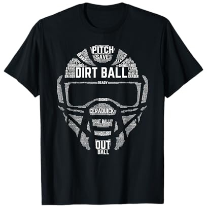 Typography American Baseball Catcher Mask Player Game Day T-Shirt