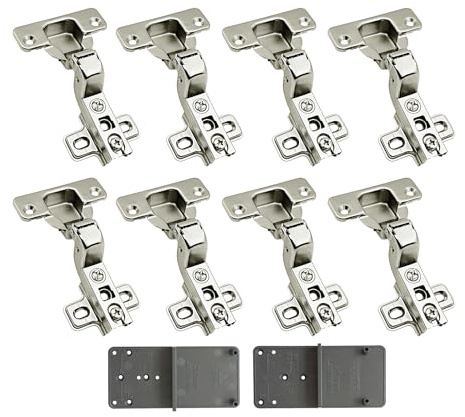 LOOTICH 105 Grado Bisagras Arremetida 35 mm sin Amortiguación con Cierre Automático Bisagra para Puerta de Empotrado Mueble Armario de Cocina 8 Piezas