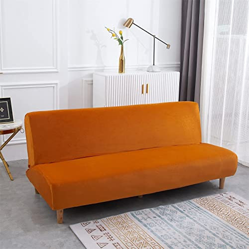 SPOUR Bezug für Futon-Schlafsofa ohne Armlehnen – hochelastischer, weicher Samt-Klappsofa-Sitzbezug für 2–3-Sitzer-Klappsofas – Couch-Sofa-Schutzbezug für Schlafsofa ohne Armlehnen