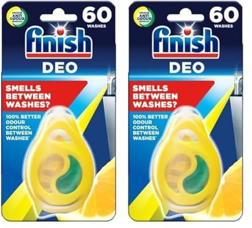 Finish, Dishwasher Freshener, Lemon (2 pack) Eliminates Odour, Clean and Fresh Smell up to 120 Washes
