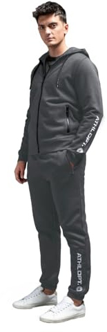 ATHL DPT. Modern joggingdräkt för män, sportkostym/set av sweatjacka med huva och joggingbyxor med manschetter
