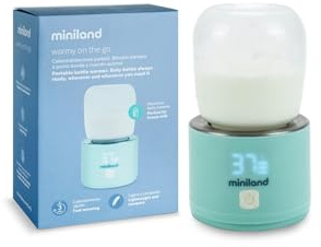 Miniland Calienta Biberones Portátil, Ligero y Compacto, Incluye Adaptadores para Biberones y Cable de Carga, Ideal para Viajes y Paseo, Accesorios de Alimentación | Warmy On the Go