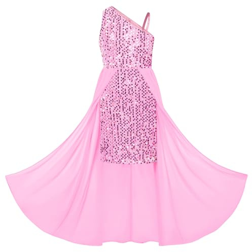 Girls A-Line Maxi Casual Party Festive Wedding Dress Children's Clothing Sweet Princess Dresses 10 Years Gold Sequins on Pink