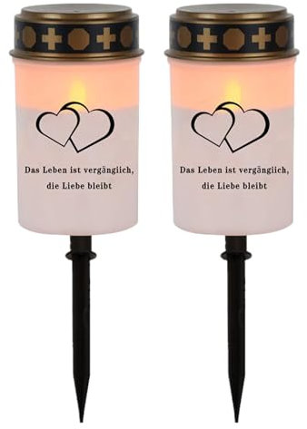 Luz LED para tumba, luces solares parpadeantes para tumba, lámpara de vela LED, juego de 2, lámparas rituales resistentes a la intemperie, funcionan con energía solar, ideales para jardín,