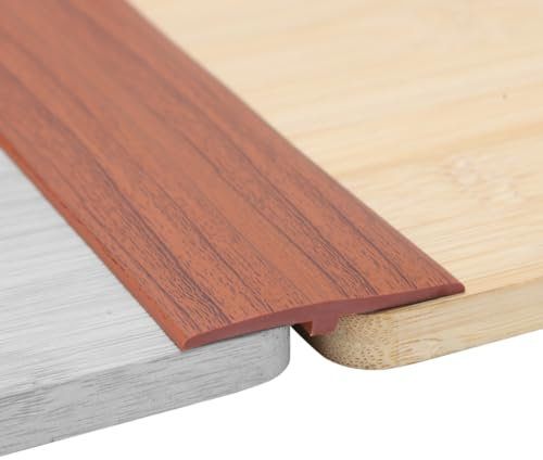 Perfil de Transición para Suelo - 5 cm x 3 m Perfil PVC Perfil Transición Suelo Desnivel Autoadhesivo, Perfil en T Listón de transición autoadhesivo, Listón Cubierta plana para juntas (Madera)