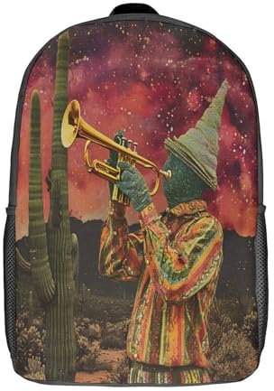 kaiyun Trompette de Cactus Sac À Dos Filles Voituretable Enfants Garçons 17inch Grande Capacité Adolescents Art psychédélique Sac De Voyage Scolaire Poids Léger