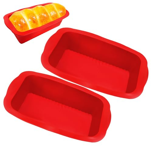 Cisolen 2 stycken silikonbakformar, rektangulär lådform, non-stick bakning bakform silikonbakform brödform bakning tillbehör set för bröd, kakor, bakning, frysning (25,5 × 13 × 7 cm)
