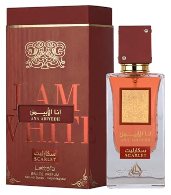 Ana Abiyedh Scarlet Eau de Parfum - Perfume oriental de lujo, botella roja elegante, 60 ml