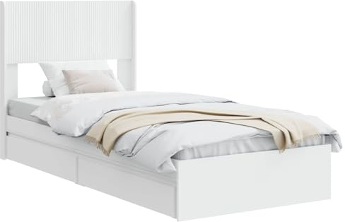 vidaXL Sängkonstruktion med förvaring och sänggavel, modern sängram, praktisk förvaring, kompakt nödvändighet, minimalistisk design i trä