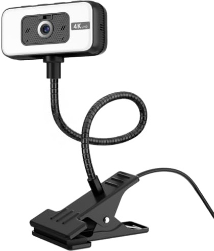 Danyesth 4K Webcam for PC, AutoFocus Web Camera for Laptop with Microphone | Ultra HD 4K Webcam with Light, USB Plug & Play, FOV 80° Computer Camera with Privacy Shutter for Live Streaming, Meetings