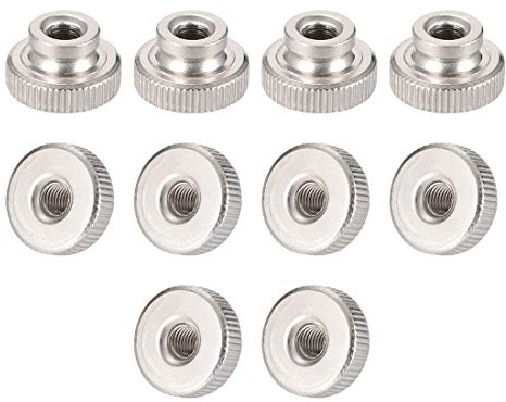 sourcing map Knurled Thumb Nuts, 10Pcs M5x0.8mm Iron Round Knobs Fasteners for 3D Printer Parts, Silver Tone
