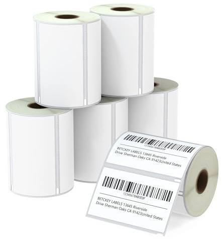 BETCKEY - 6 Rotoli S0947420 Etichette, 102mm x 59mm, 3450 Etichette di Spedizione Grandi Ad Alta Capacità Utilizzo per DYMO LabelWriter 4XL NON per 5XL