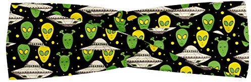 ABAKUHAUS Ausländer Halstuch Bandana Kopftuch, Sketch Stil Portraits Gepunktete Hintergrund Raum Crafts Transport, Elastisch und Angenehme alltags accessories, Apfelgrün Eggshell