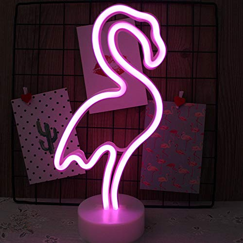 NIWWIN Enseigne lumineuse au néon LED décoration murale veilleuse USB/néon à piles pour noël anniversaire cadeau fête enfants salon décoration de mariage (Flamant)