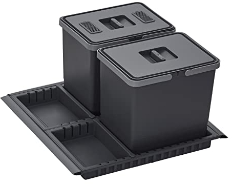 Cubo de basura SOTECH Draw 15+15L Cubo de Residuos con Tapa Sistema de Residuos para Cuerpo extraíble Ancho 60 cm