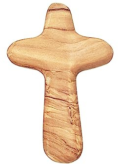 Fulenyi Handkreuz, Glattes Handkreuz aus Olivenholz, Klammerkreuz, Handkreuz, Haltekreuze aus dem Heiligen Land, kleine Holzkreuze, Taschenkreuz, Trostkreuz zum Beten