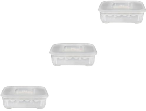 Angoily 3-Pack Transparent Breeding Isolation Boxes with Thermometer for Snake and Lizard Eggs 6.49X4.33X5.90 Inch Reptile Hatching Incubator Tray for Easy Observation and Cleaning