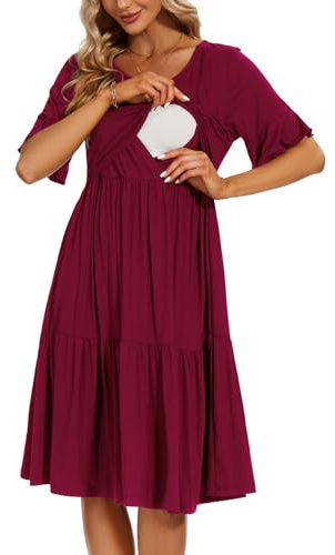 Smallshow Vestidos Boda Lactancia Mujer Manga Corta Vestido Premama