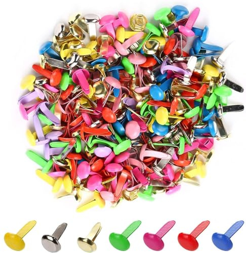 Mini álbumes de recortes Brads,200 piezas Pins Split Metal Paper Fastherers Mini Brads,Fasteneradores de papel redondo Pin dividido para bricolaje,proyectos de artesanía,álbumes de recortes(8*14mm)