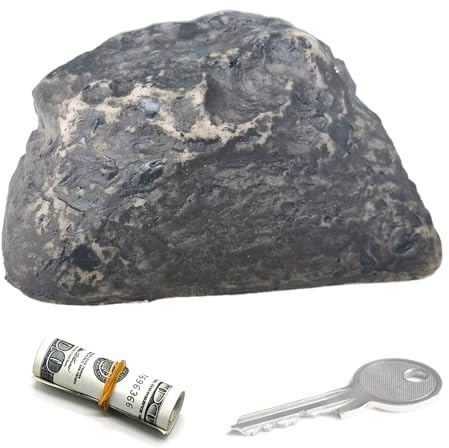 ARJDXDP Pietra Chiave Little Rock, 1 pezzo Finta con Scomparto Segreto, Nascondiglio in Aspetto Pietra (Nero)