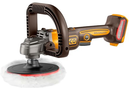 INGCO Ponceuse-polisseuse Sans Fil 20V (Produit Seul) Moteur Sans Balais, 400-2500 tr/min, Plateau 180mm Pour Le Polissage et Le Cirage de Voitures, Meubles APLI2018