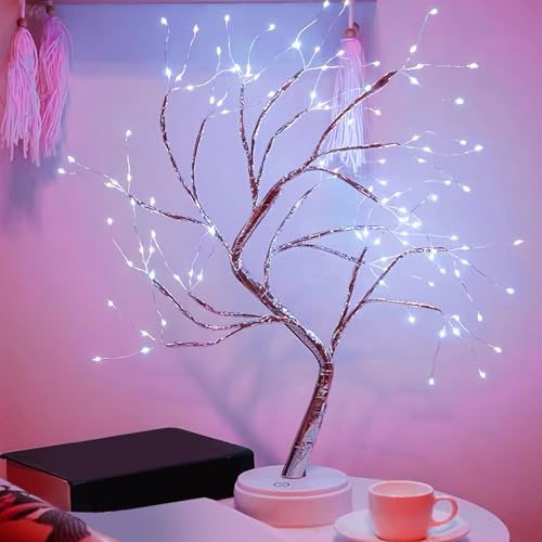 WIYETY LED-ljusträd, 108 LED trädlampa, vit trädlampa, LED-trädbelysning med justerbara grenar, bonsai ljus dekoration träd belyst, dekorativt träd ljus inomhus (USB/batteridriven)