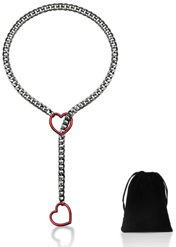 Yamobi Herz Slip Collier Chaîne Ajustable Collier En Acier Inoxydable Avec Anneau En O En Forme De Coeur, Chaîne Métallique En Noir, Pour Cadeau D'anniversaire Fille Femme Anniversaire Fête Des