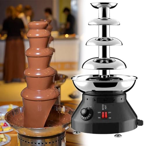 Elektrisk chokladfonduefontänmaskin, chokladfontän i rostfritt stål, chokladfonduefontänmaskin, varm choklad, smör, perfekt för fester,4tiers-Black
