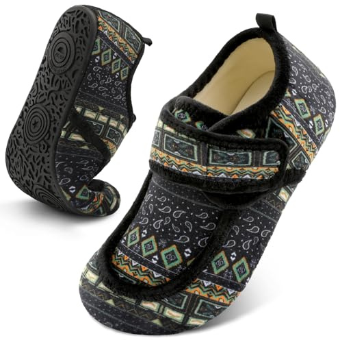BARERUN Diabetic Shoes for Women Men Barefoot Slipper Socks Extra Wide Width Slip on for Indoor/Outdoor Lightweight Cozy House Shoes Black 11.5-12.5 Women 10-10.5 Men