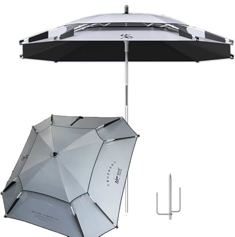 QSPNVFB Grandi Ombrelloni da Spiaggia Antivento, Ombrellone da Pesca Inclinabile 2 Livelli, Ombrellone da Tavolo per Mercato Esterno Quadrato Protezione UV(2m(6.5ft))