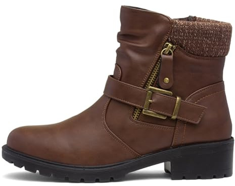 Lilley Womens Brown Knitted Collar Ankle Boot - Size 5 UK - Brown