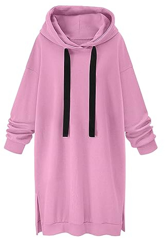 Susenstone Robe Sweat Femme Sweat A Capuche Femme Pas Cher Automne Hiver Chaud Long Hoodies A Manche Longues Vintage Ample Grand Taille Pullover Coton Pull Long Veste Ourlet Fendu