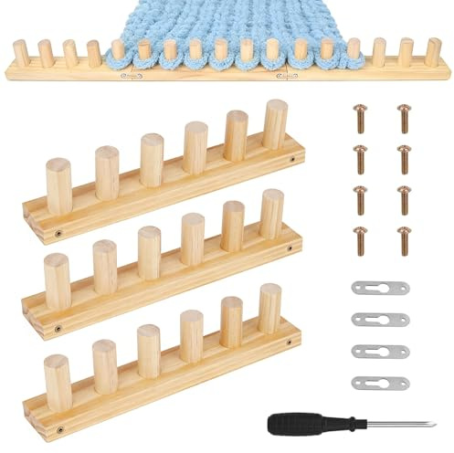 3Pcs Chunky Knitting Blanket Loom, 35 Wooden Knitting Loom for Chunky Yarn