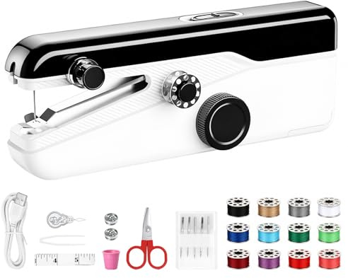 Handheld Sewing Machine, Portable Mini Sewing Machine, Dual Speed Control, 2 Power Modes, Plastic, Black, for Home Travel Diy