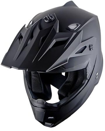 1Storm Adult Motocross Helmet BMX MX ATV Dirt Bike Four Wheeler Quad Motorcycle Full Face Helmet Racing Style: HF801 Matt Black