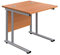 Office Hippo Heavy Duty Rectangular Cantilever Office Desk, Home Office Desk, Office Table, Integrated Cable Ports, PC Desk For Office or Home, 5 Yr Wty - Silver Frame/Beech Top, 80cm x 80cm