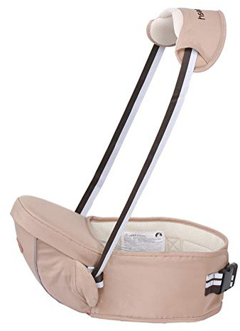 Portabebes Asiento para Bebes de la Cadera con Tirantes de Cuello Cintura Ajustable Transpirable Hebilla Resistente bebé de 4-36 Meses Caqui Talla única