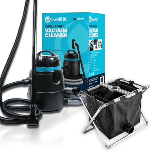 Swell 1400W Pond Vacuum Cleaner & Debris Collector | Underwater Sludge & Debris Remover with 25L Tank Volume | Including 2m Discharge Hose & 3x Cleaning Nozzles – 2 Year Guarantee